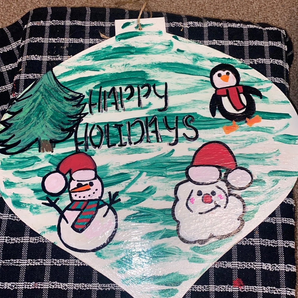 Happy Holidays Sign Holiday Season Decor Hand Painted